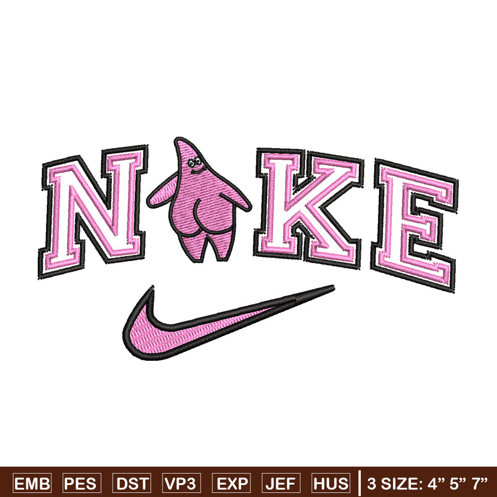 Nike patrick embroidery design, Spongebob embroidery, Nike design, Embroidery file, Embroidery shirt, Digital download.jpg