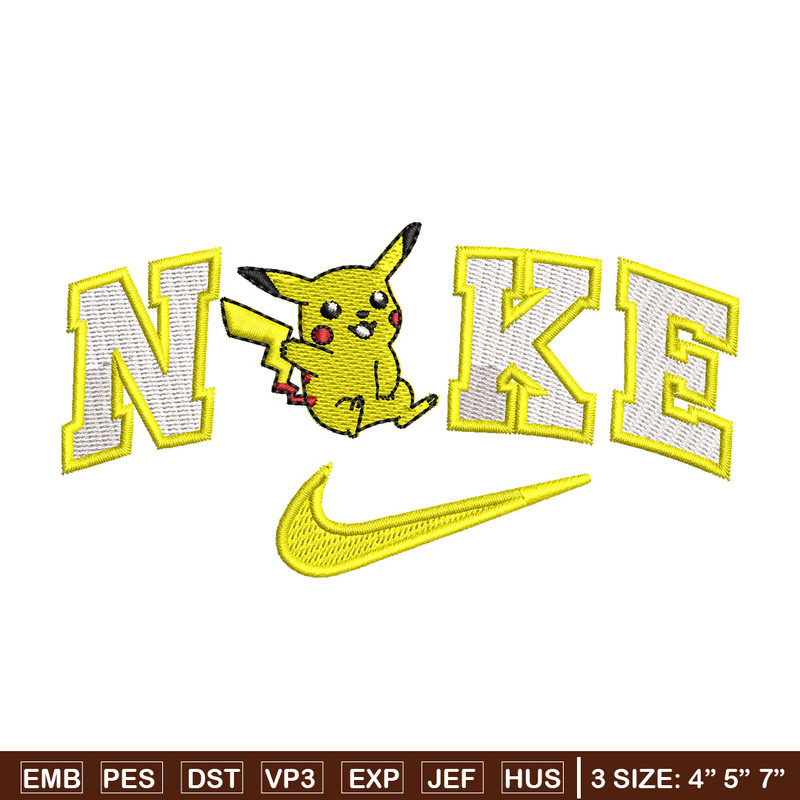 Nike pikachu embroidery design, Pokemon embroidery, Nike design, Embroidery shirt, Embroidery file, Digital download.jpg