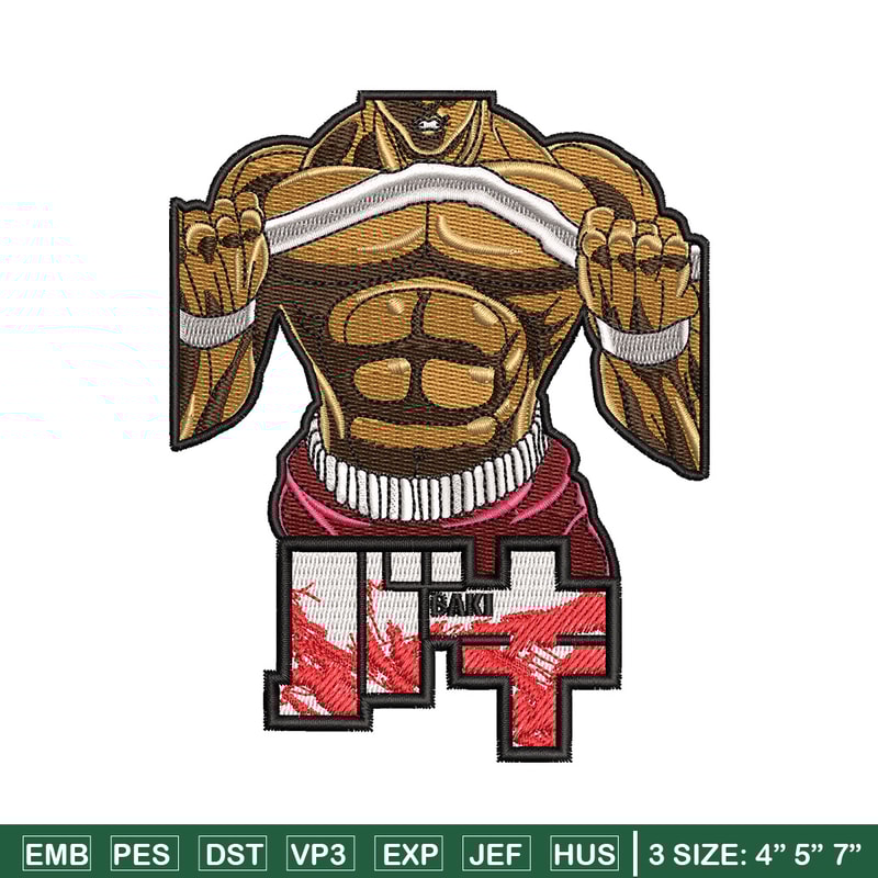 Baki body embroidery design, Baki embroidery, Anime design, Embroidery shirt, Embroidery file, Digital download.jpg