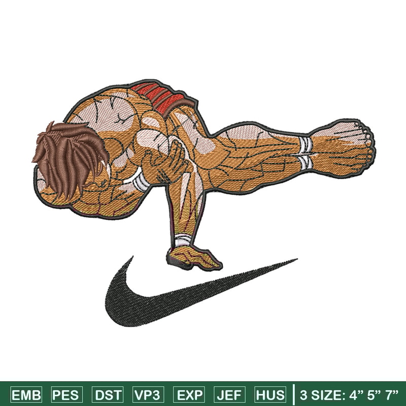 Baki pose nike embroidery design, Baki embroidery, Anime design, Embroidery shirt, Embroidery file, Digital download.jpg