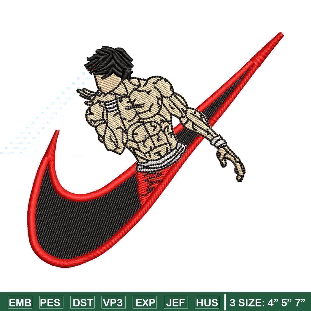 Baki x nike embroidery design, Baki embroidery, Nike design, Embroidery shirt, Embroidery file, Digital download.jpg