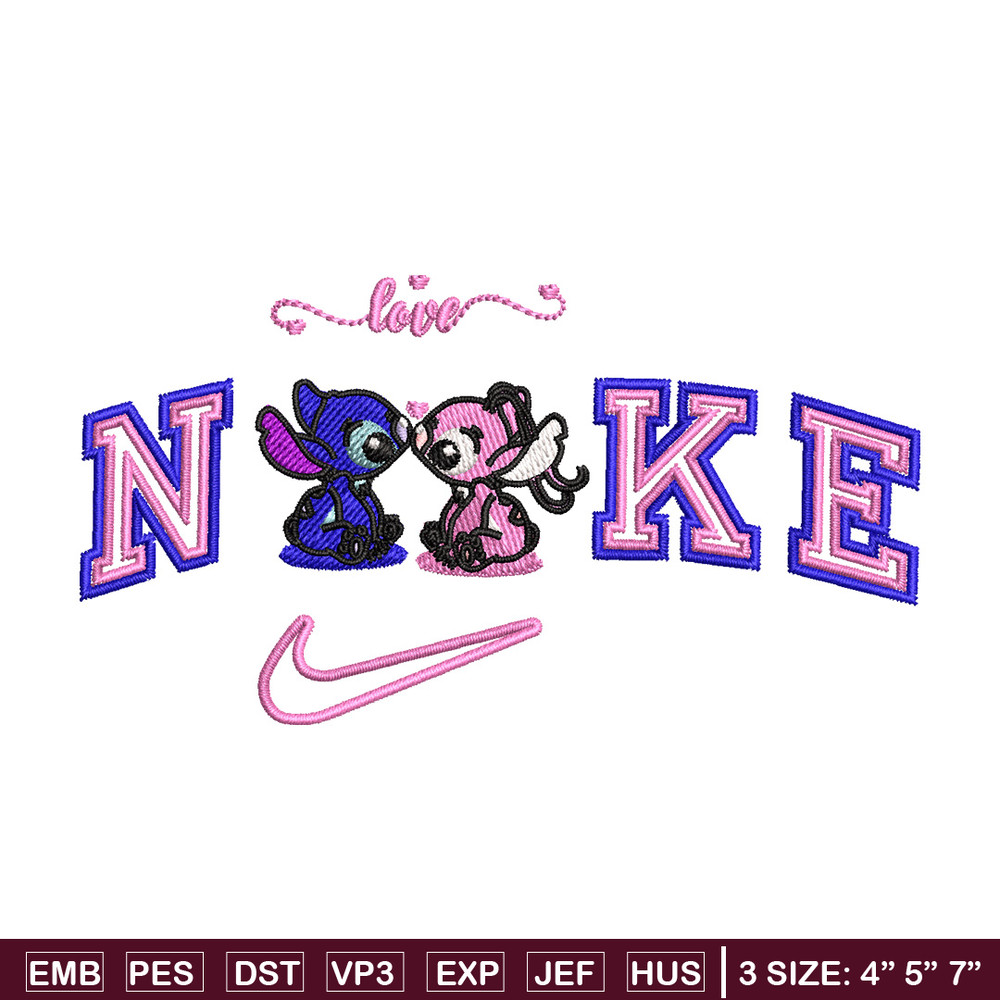 Nike stitch couple embroidery design, Stitch embroidery, Nike design, Embroidery file,Embroidery shirt, Digital download.jpg