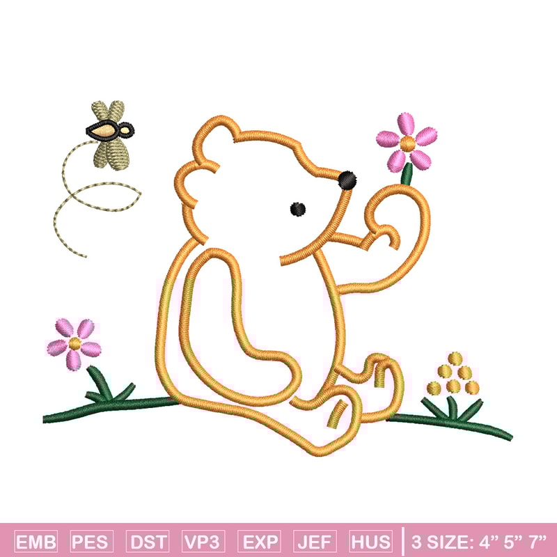 Bear flower embroidery design, Bear embroidery, Embroidery file, Embroidery shirt, Emb design, Digital download.jpg