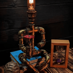 Artisan Glow: Handcrafted Romantic Table Lamp with Unique Pipe Design