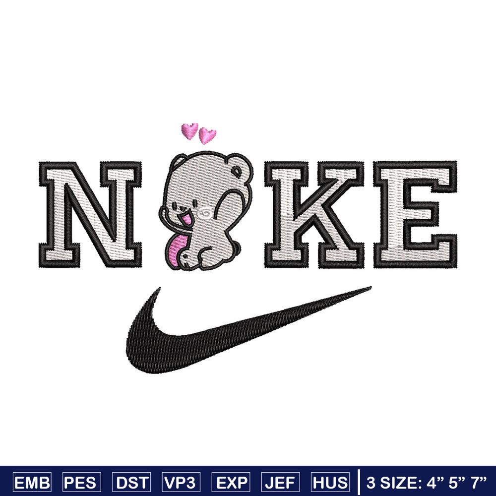 Nike x bear cute embroidery design, Bear embroidery, Nike design, Embroidery shirt, Embroidery file, Digital download.jpg
