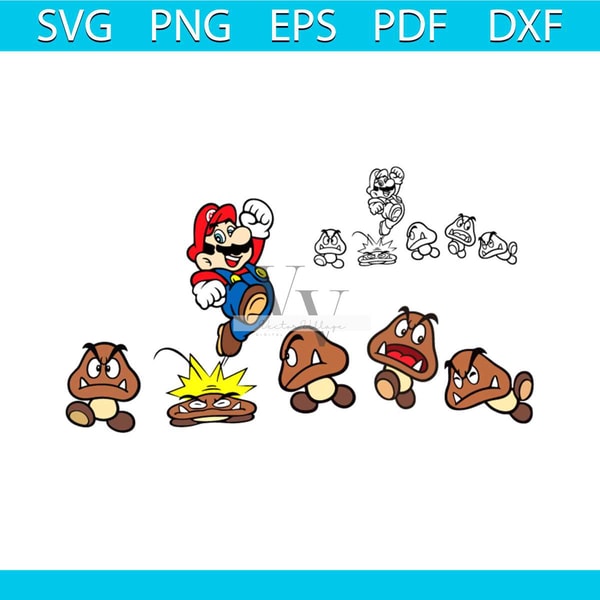 Goomba Vector Super Mario Bros Goomba Stomp Layered and One Color | SVG Cl | Inspire ...