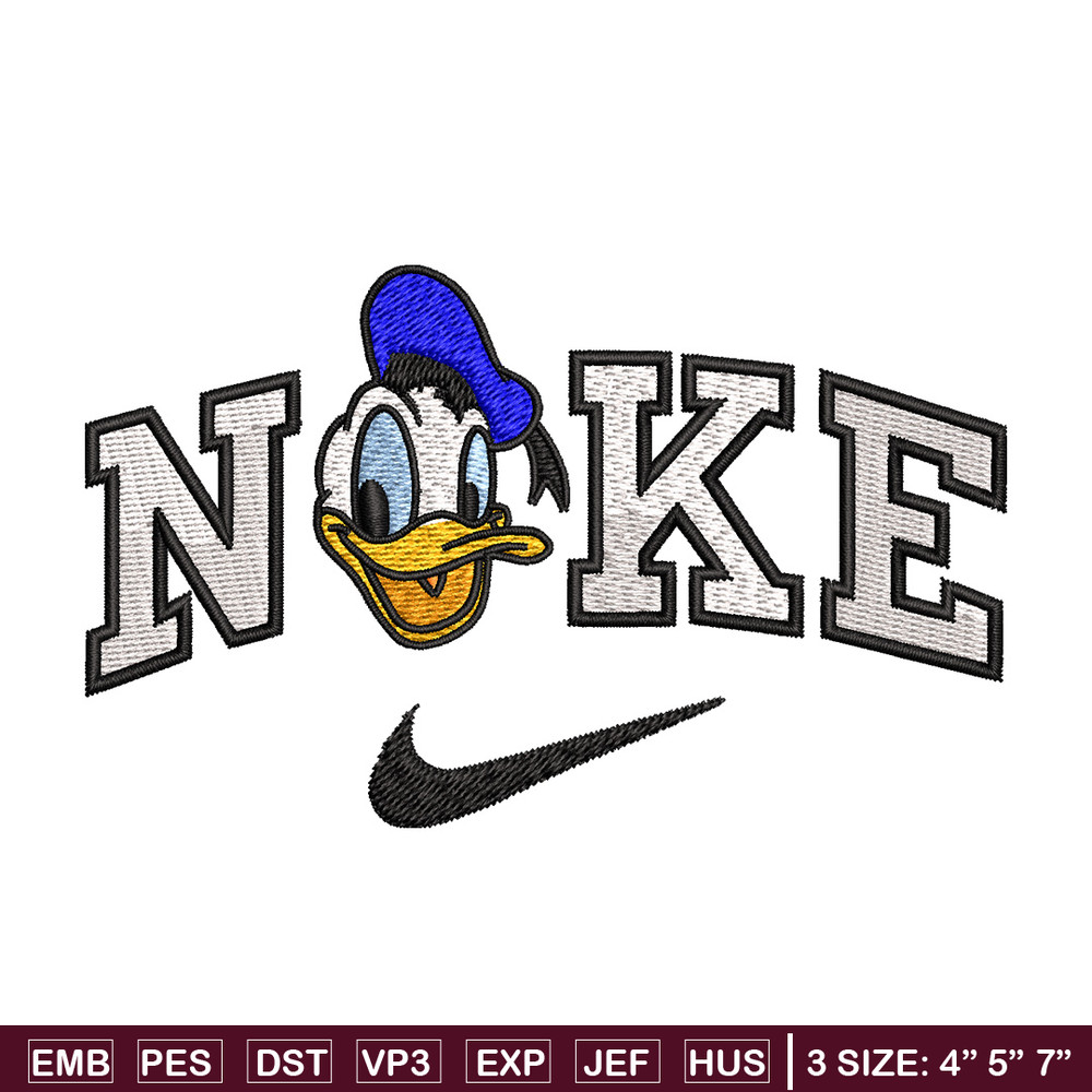 Nike x duck embroidery design, Disney embroidery, Nike design, Embroidery shirt, Embroidery file, Digital download.jpg