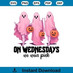 Wednesday We Wear Pink Pumpkin Ghost PNG Download