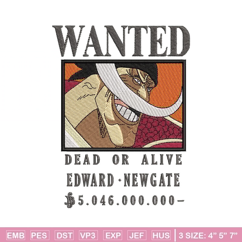 Bounty newgate embroidery design, One piece embroidery, Anime design, Embroidery shirt, Embroidery file,Digital download.zip.jpg