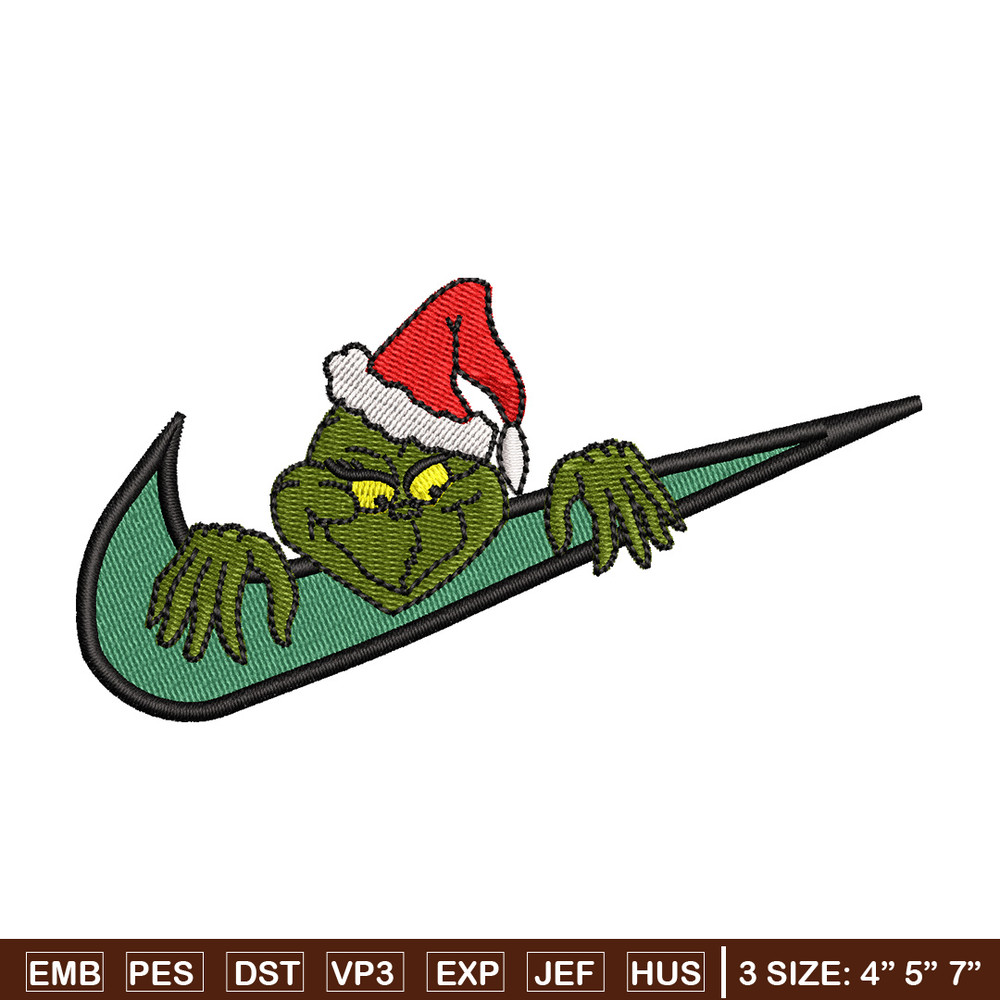 Nike x grinch embroidery design, Chrismas embroidery, Nike design, Embroidery shirt, Embroidery file,Digital download.jpg