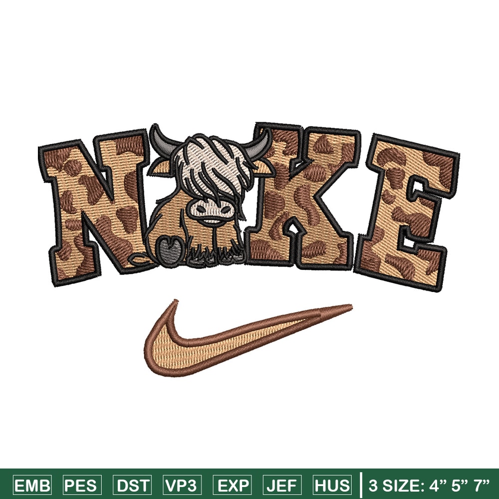 Brown cow x nike embroidery design, Nike embroidery, Embroidery file, Embroidery shirt, Nike design, Digital download.jpg