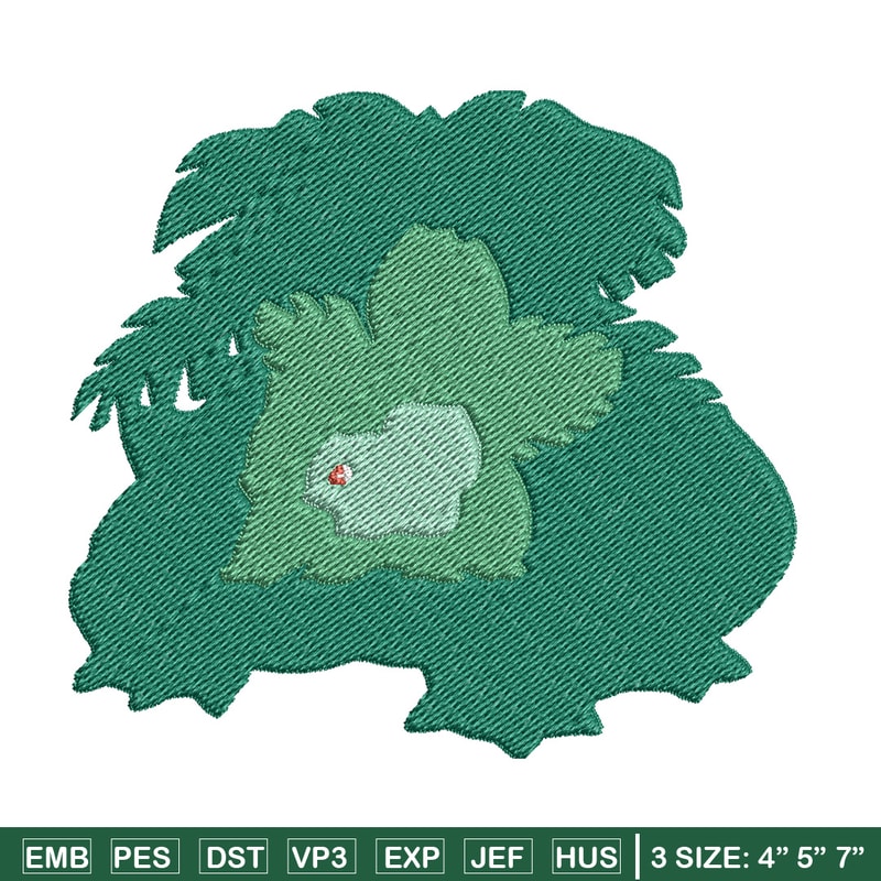 Bulbasaur embroidery design, Pokemon embroidery, Anime design, Embroidery shirt, Embroidery file, Digital download.jpg