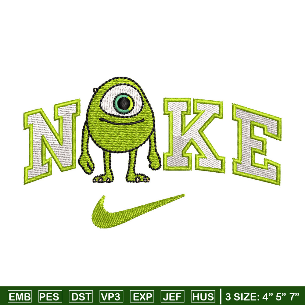 Nike x mike embroidery design, Disney monster embroidery, Nike design,Embroidery file,Embroidery shirt,Digital download.jpg