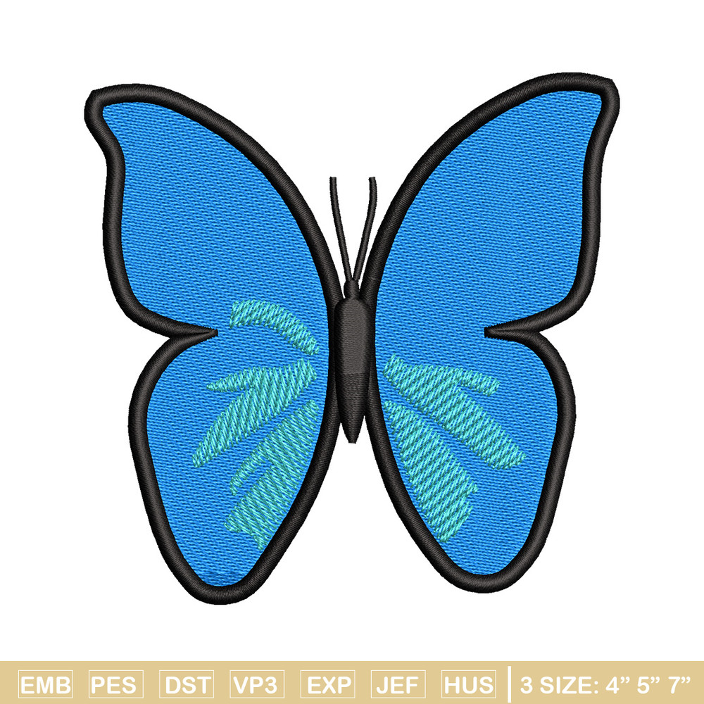 Butterfly blue embroidery design, Butterfly embroidery, Embroidery file, Embroidery shirt, Emb design, Digital download.jpg