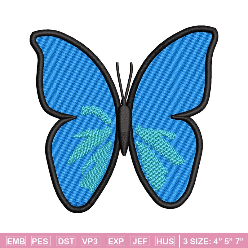 Butterfly blue embroidery design, Butterfly embroidery, Embroidery file, Embroidery shirt, Emb design, Digital download.jpg