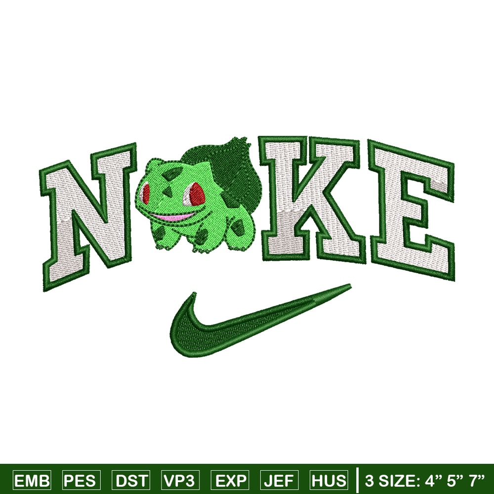 Bubasaur Nike Logo embroidery design, Pokemon embroidery, Nike design, logo shirt, Embroidery shirt, Digital download..jpg