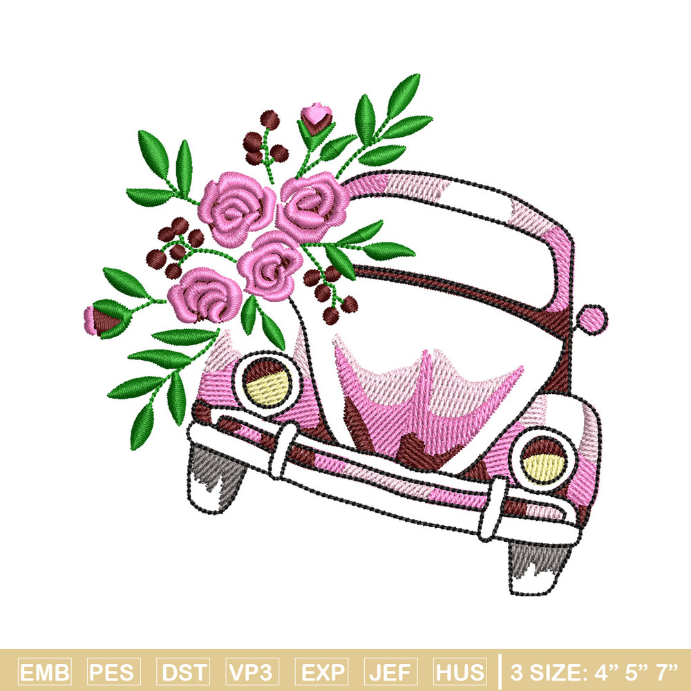 Car flower embroidery design, Car embroidery, Embroidery file, Embroidery shirt, Emb design, Digital download.jpg