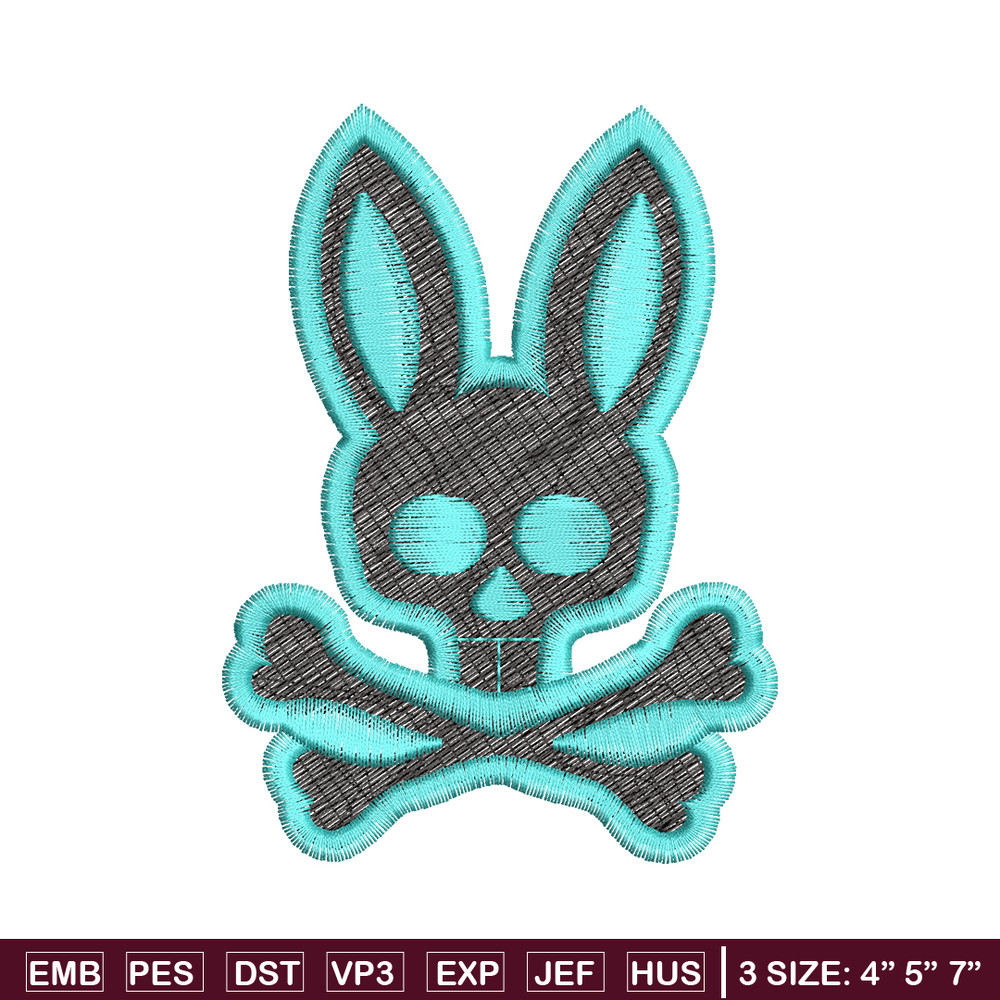 Bunny Skull Logo embroidery design, Bunny Skull embroidery, logo design, logo shirt, Embroidery shirt, Instant download.jpg