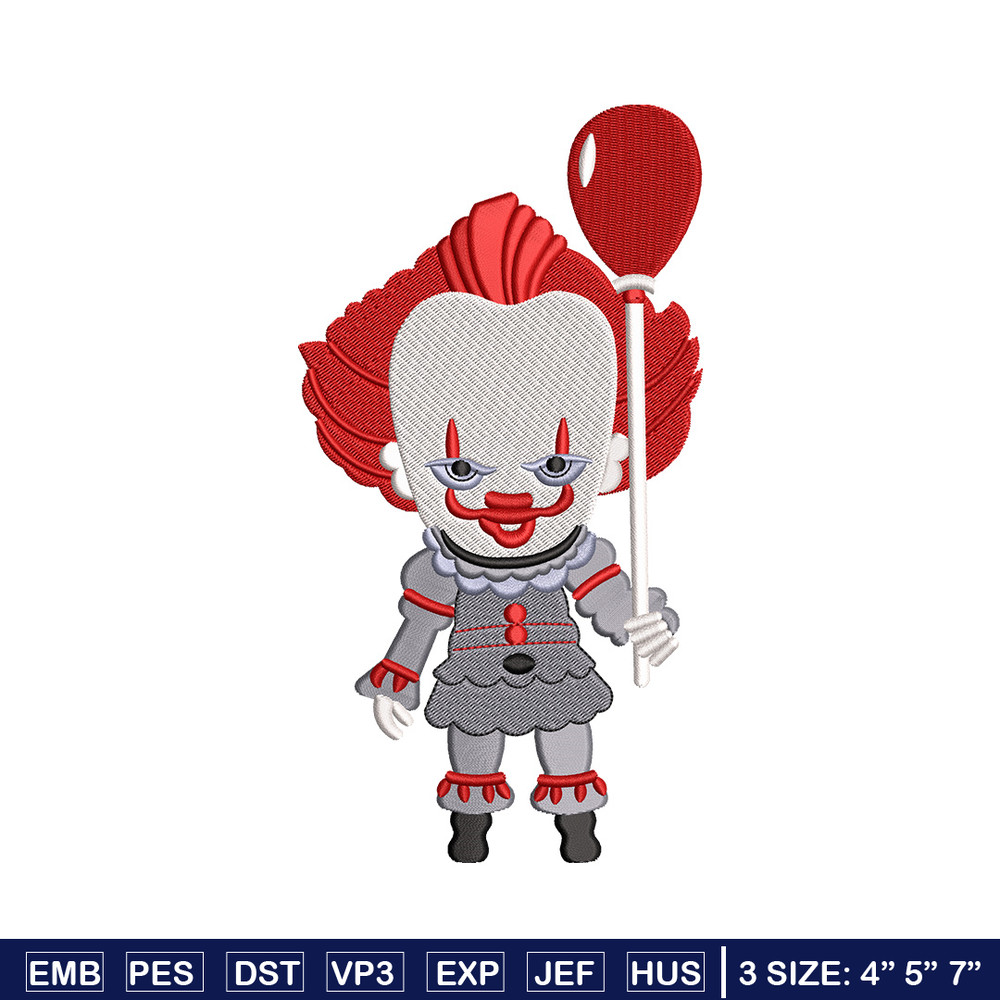 Pennywise chibi embroidery design, Horror embroidery, Embroidery file,Embroidery shirt, Emb design, Digital download.jpg