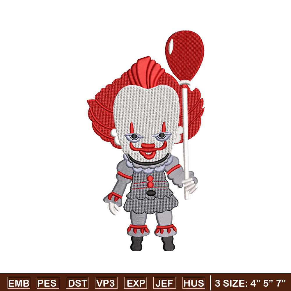 Pennywise chibi embroidery design, Horror embroidery, Embroidery file,Embroidery shirt, Emb design, Digital download.jpg