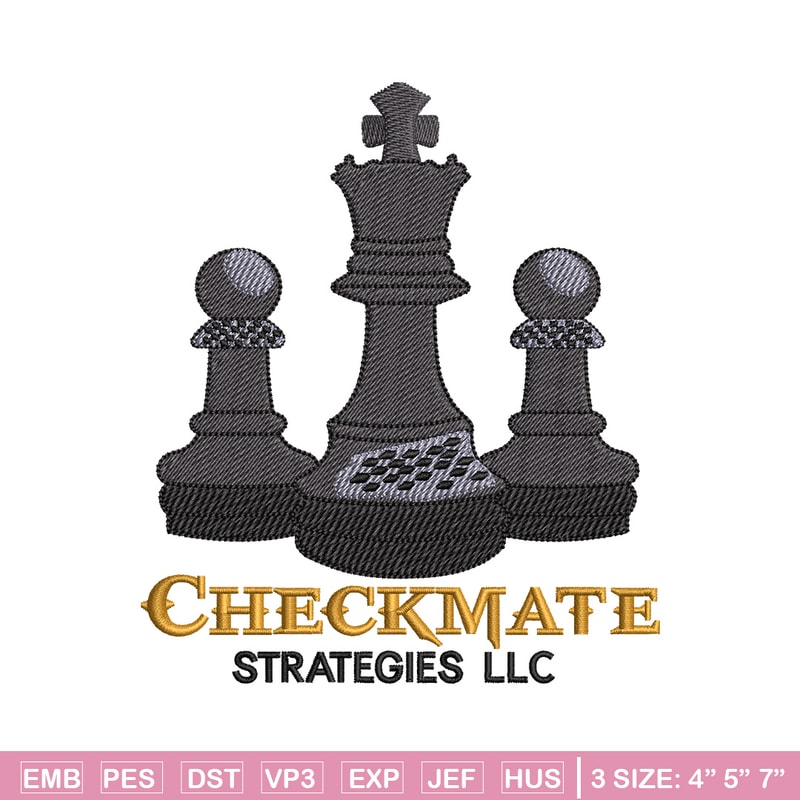 Check mate embroidery design, Chess embroidery, Embroidery file, Embroidery shirt, Emb design, Digital download.jpg