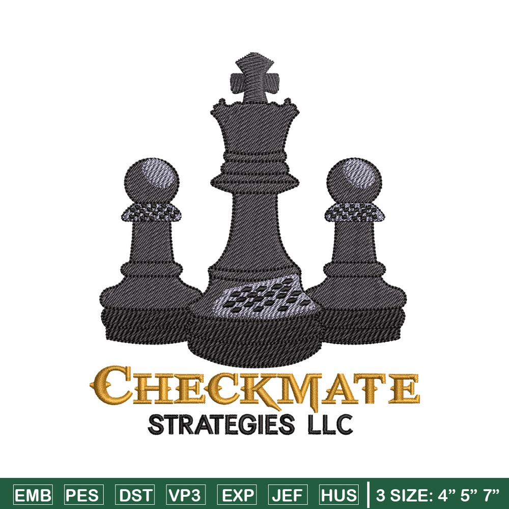 Check mate embroidery design, Chess embroidery, Embroidery file, Embroidery shirt, Emb design, Digital download.jpg