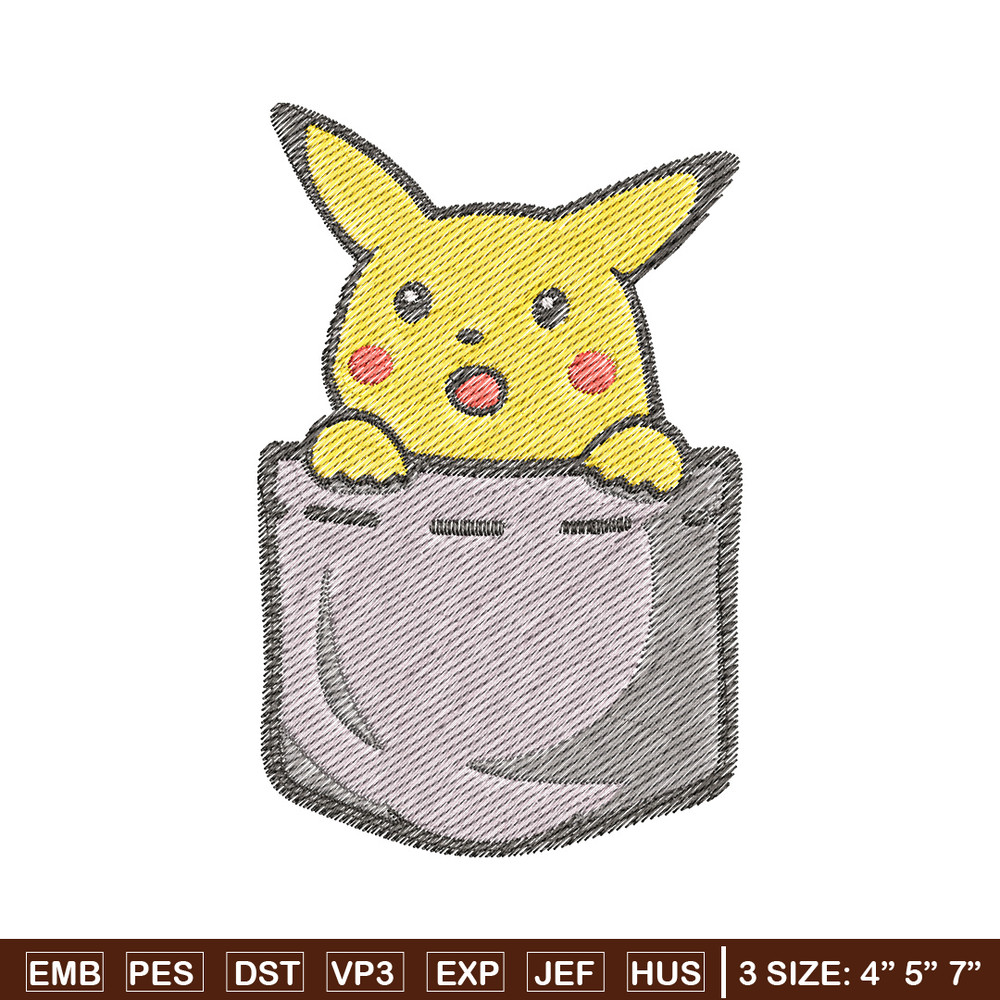 Pikachu bag embroidery design, Pokemon embroidery, Anime design, Embroidery file, Digital download, Embroidery shirt.jpg