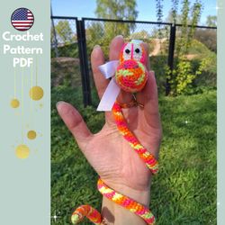 Amigurumi Snake Crochet Pattern, crochet animal, stuffed snake, beginner crochet, handmade gift, amigurumi pattern