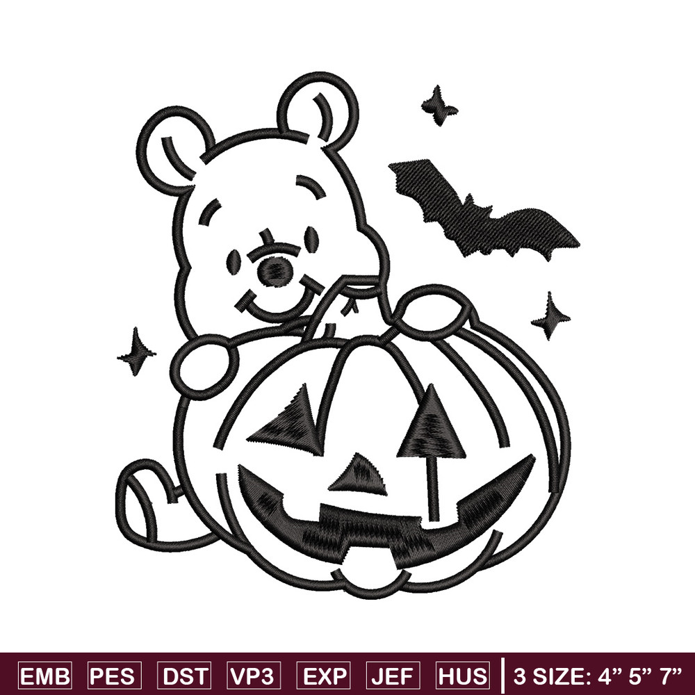 Pooh pumpkin embroidery design, Pooh embroidery, Embroidery file, Embroidery shirt, Emb design, Digital download.jpg