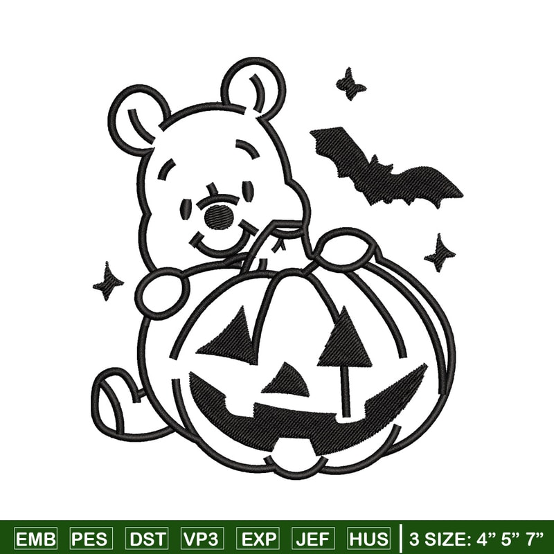 Pooh pumpkin embroidery design, Halloween embroidery, Embroidery file, Embroidery shirt, Emb design, Digital download.jpg