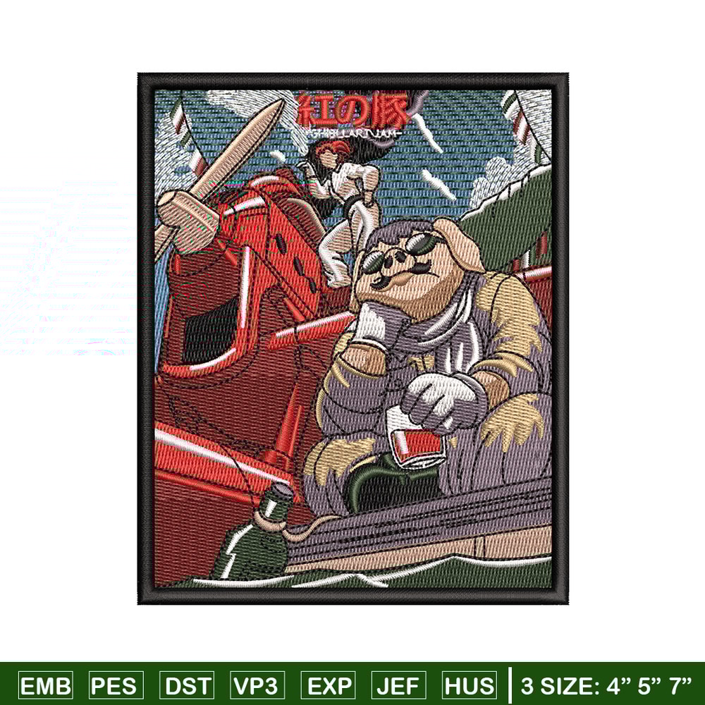 Porco Rosso embroidery design, Ghibli embroidery, Anime design, Embroidery shirt, Embroidery file, Digital download.jpg