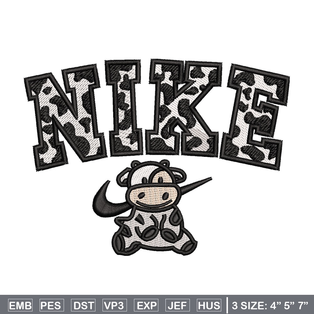 Dairy cow x nike embroidery design, Cow embroidery, Nike design, Embroidery shirt, Embroidery file, Digital download.jpg