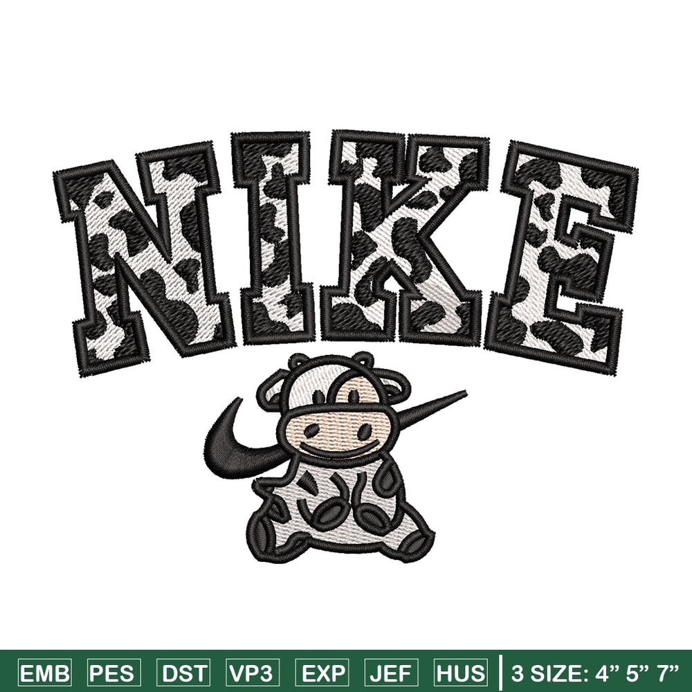 Dairy cow x nike embroidery design, Cow embroidery, Nike design, Embroidery shirt, Embroidery file, Digital download.jpg