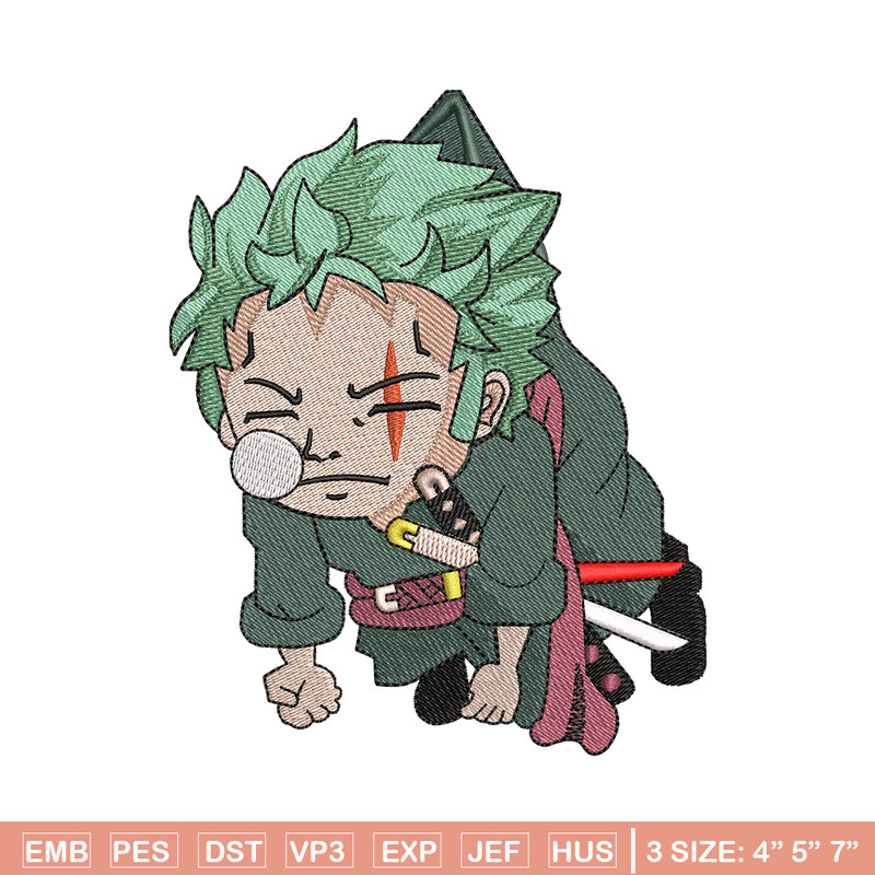Zoro chibi embroidery design, one piece embroidery, Anime design, Embroidery file, Anime shirt, Digital download..jpg