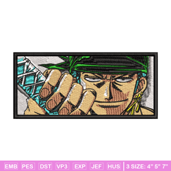 Zoro rectangle embroidery design, One Piece embroidery, embroidery file, anime design, anime shirt, Digital download