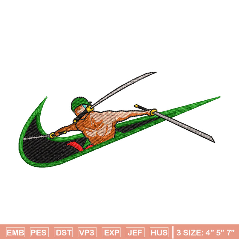 Zoro sword Nike embroidery design, One Piece embroidery, Nike design, anime design, anime shirt, Digital download.jpg