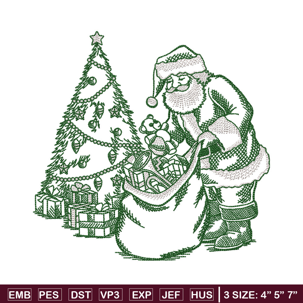 Santa gift embroidery design, Chrismas embroidery, Anime design, Embroidery file, Embroidery shirt, Digital download.jpg