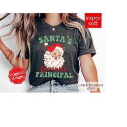santa's favorite principal shirt, custom principal christmas shirt, christmas shirt for principal gift, school principal