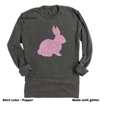 womens long sleeve easter shirt sparkle, easter minimal long sleeve, glitter bunny shirt, cute easter shirts, easter gif