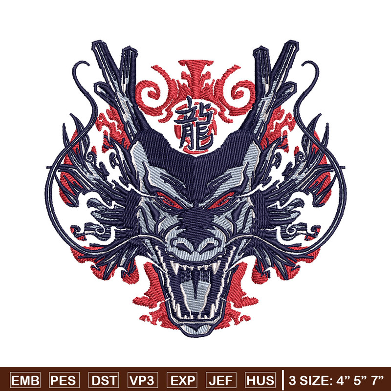 Shenron black embroidery design, Dragonball embroidery, Anime design, Embroidery shirt, Embroidery file, Digital download.jpg