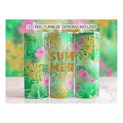 beach summer tumbler wrap png, straight tumbler, 20oz straight tumbler, tumbler sublimation design, digital download