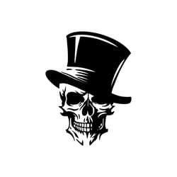 skull with top hat svg file,skull hat svg, skull cut file,halloween steampunk gothic svg, witch svg cut file clipart dig