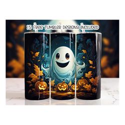 friendly ghost halloween tumbler wrap, spooky png, 20oz sublimation skinny straight tumbler designs, digital download pn