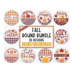 fall round door hanger bundle svg, thanksgiving svg, fall door hanger svg, autumn door hanger svg laser cut files, glowf
