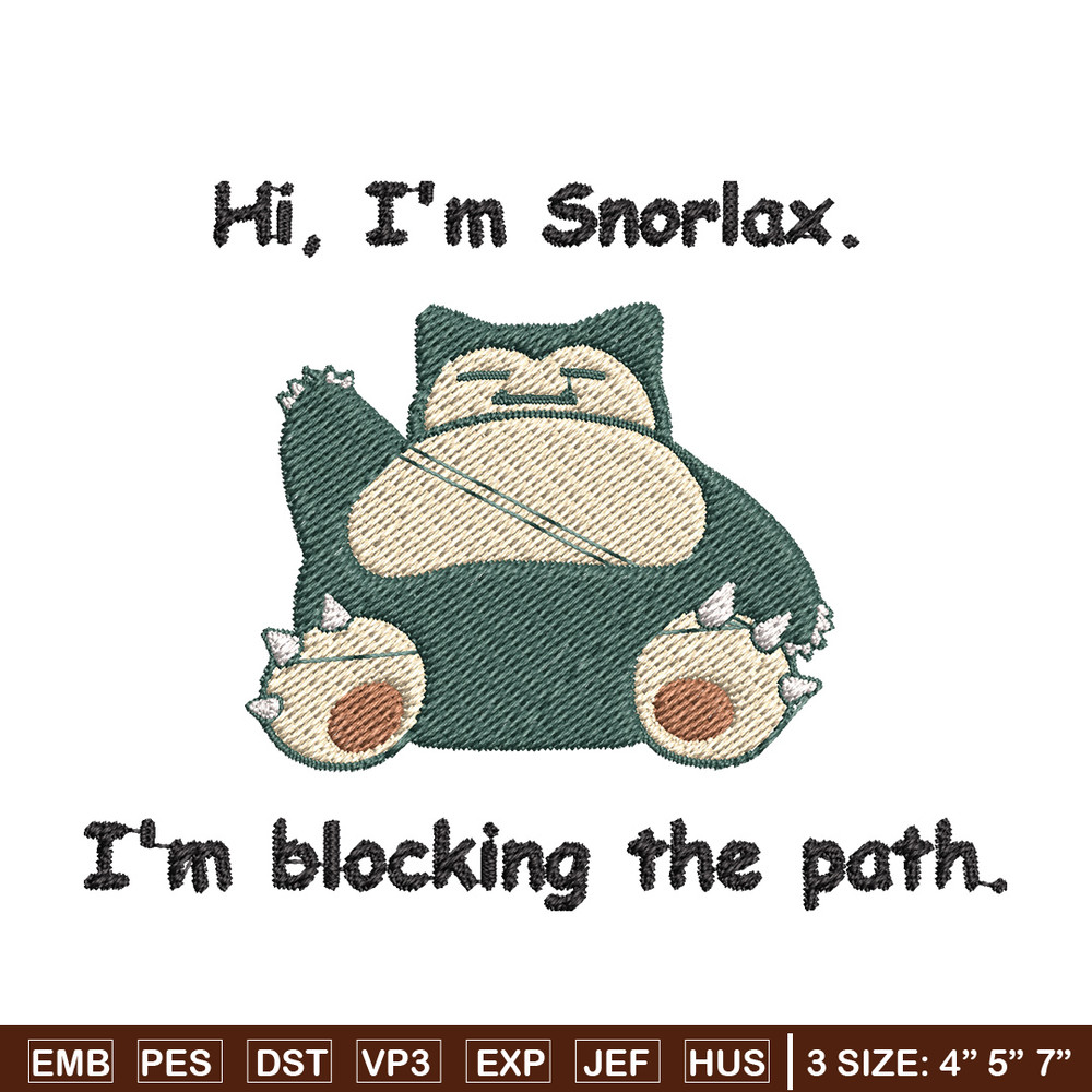 Snorlax embroidery design, Pokemon embroidery, Anime design, Embroidery file, Digital download, Embroidery shirt.jpg