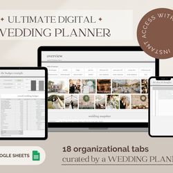 digital wedding planner & organizer | wedding planning spreadsheet | google sheets | engagement gift | wedding budget