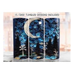 3d night skies tumbler wrap sublimation, 20 oz skinny tumbler sublimation design, bright night skies wrap, straight tumb