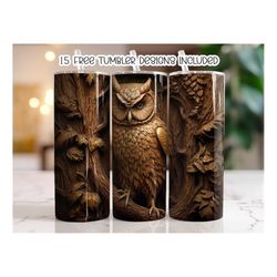 3d owl tumbler wrap, 20 oz skinny tumbler sublimation design,straight tumbler wrap, digital download png