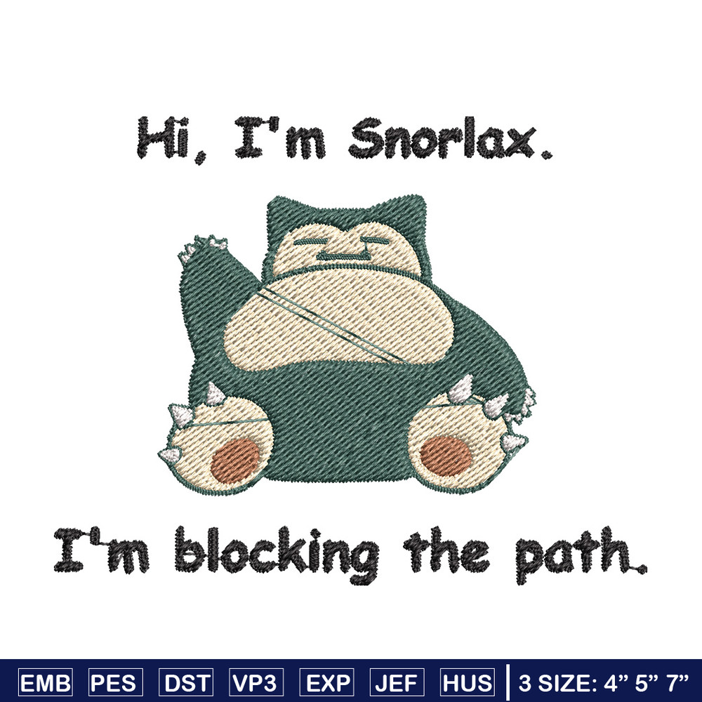Snorlax embroidery design, Pokemon embroidery, Anime design, Embroidery file, Digital download, Embroidery shirt.jpg