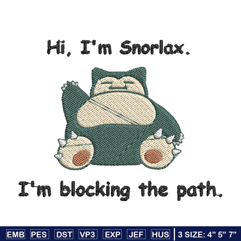 Snorlax embroidery design, Pokemon embroidery, Anime design, Embroidery file, Digital download, Embroidery shirt.jpg